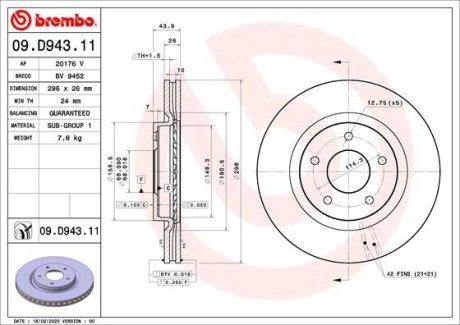 Диск тормозной BREMBO 09D94311