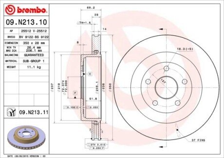 Тормозной диск BREMBO 09N21311