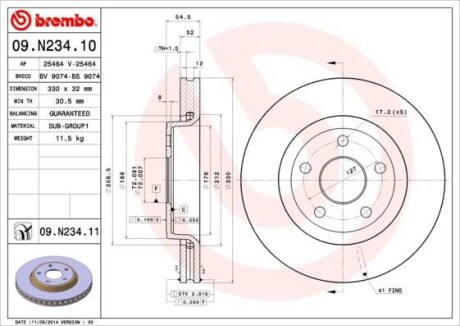 Диск тормозной BREMBO 09N23411