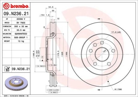 Диск гальмівний BREMBO 09N23621