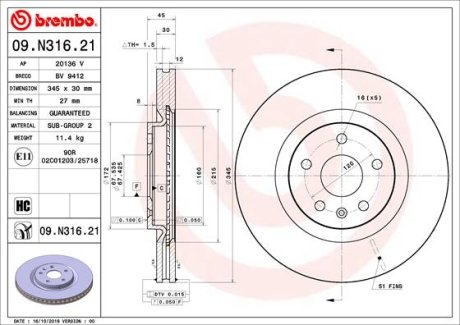 Тормозной диск BREMBO 09N31621