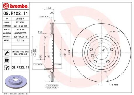 Тормозной диск BREMBO 09R12211