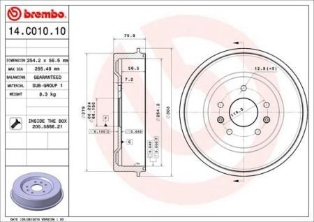 Тормозной барабан BREMBO 14C01010 (фото 1)