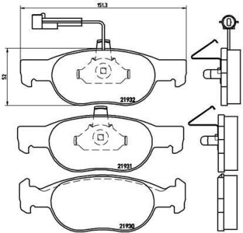 Комплект тормозных колодок, дисковый механизм BREMBO P23057