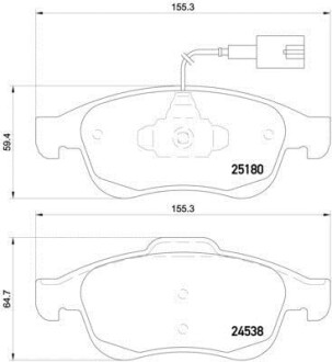 Комплект тормозных колодок, дисковый механизм BREMBO P 23 148