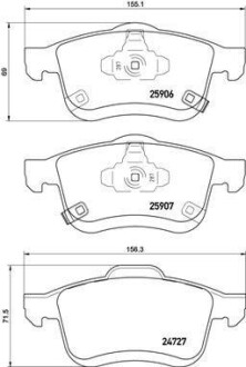 Комплект тормозных колодок, дисковый механизм BREMBO P 23 155