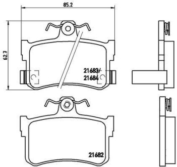 Гальмівні колодки, дискове гальмо (набір) BREMBO P28027