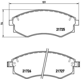 Гальмівні колодки, дискове гальмо (набір) BREMBO P30022 (фото 1)