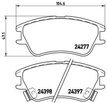 Гальмівні колодки, дискове гальмо (набір) BREMBO P30027