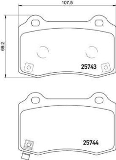 Комплект дисковых тормозных колодок BREMBO P30074 (фото 1)