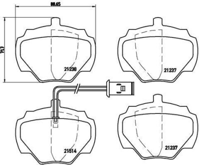 Комплект тормозных колодок, дисковый механизм BREMBO P44003