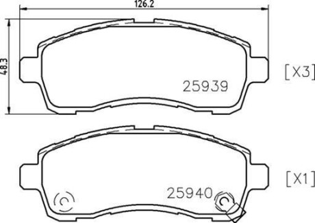 Колодки тормозные передние MAZDA 2 (DE_, DH_3) 07/07-06/15/MAZDA 2 Saloon (DE_) 05/10-06/15 BREMBO P49057