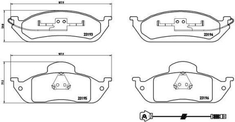 Комплект тормозных колодок, дисковый механизм BREMBO P50039