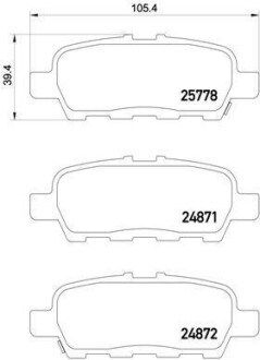 Комплект гальмівних колодок, задні BREMBO P 56 087 (фото 1)