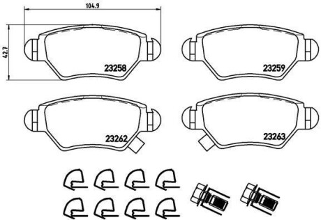 Комплект тормозных колодок, дисковый механизм BREMBO P59031