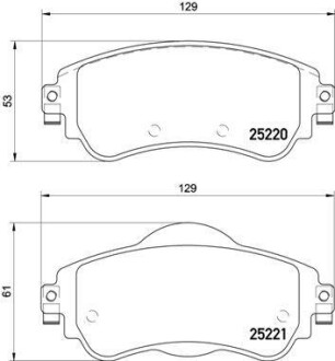 Комплект тормозных колодок из 4 шт. дисков BREMBO P61105 (фото 1)