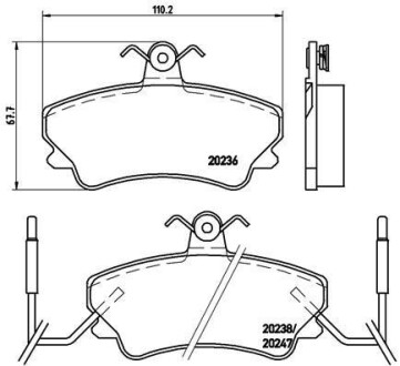 Комплект тормозных колодок, дисковый механизм BREMBO P68019