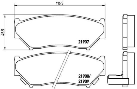 Комплект тормозных колодок, дисковый механизм BREMBO P79008