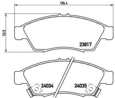 Комплект тормозных колодок, дисковый механизм BREMBO P79014