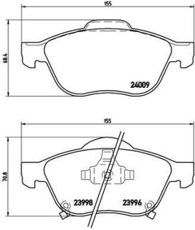 Гальмівні колодки, дискове гальмо (набір) BREMBO P83043