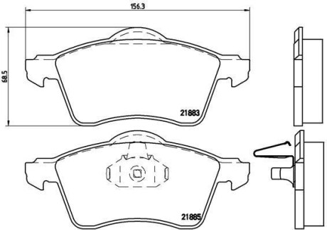 Гальмівні колодки, дискове гальмо (набір) BREMBO P85047 (фото 1)