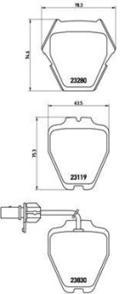 Комплект тормозных колодок, дисковый механизм BREMBO P85067