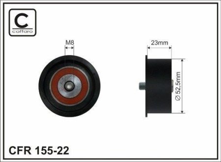 (52.5x8x23) Ролiк промiжуточний. Opel Zafira 1.6-1.8 98- CAFFARO 15522