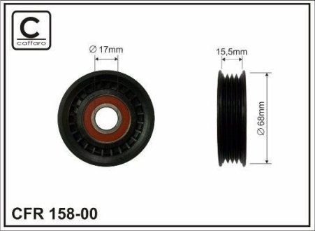 Ролик (68x17x16,5 plastik) SUBARU Forester, Impreza, Legacy. 1.5-2.5. 08.92- CAFFARO 15800