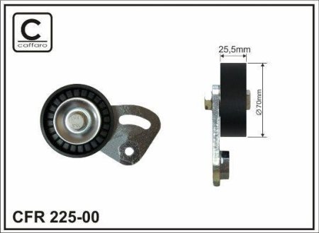 Ролик натяжний з планкою 70X25.5 BMW 3 (E36), 5 (E39), 7 (E38) 1.7D/2.5D 01.95-05.04 CAFFARO 22500