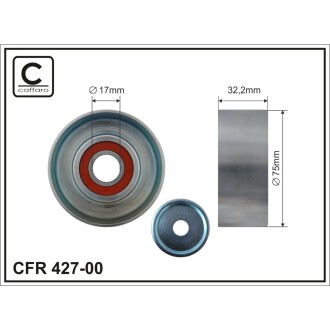 Ролик натяжний 75X17X32 metal podw. іoї. CAFFARO 42700