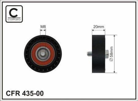 Ролик натяжний 58x17x20 plastik CAFFARO 43500