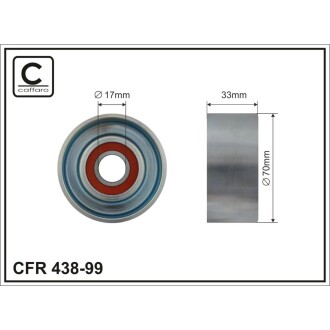 Ролик натяжний 70x17x33 metal CAFFARO 43899