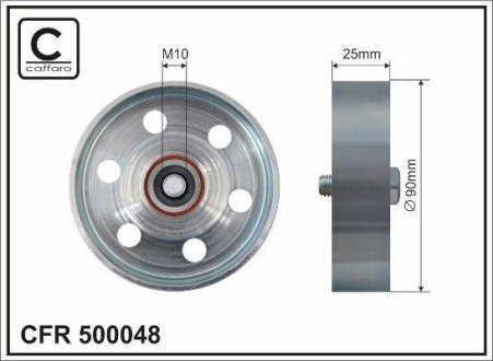 Ролик натяжний 90x17x25 metal CAFFARO 500048