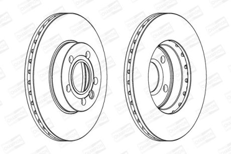 Диск тормозной передний (кратно 2) Ford Galaxy (95-)/VW Sharan (95-) CHAMPION 562043CH