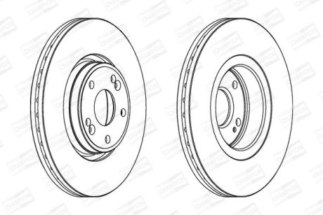 Диск тормозной передний (кратно 2) Renault Laguna II (Bg0/1_) (01-07, Laguna II Grandtour (Kg0/1_) (01-07) CHAMPION 562381CH