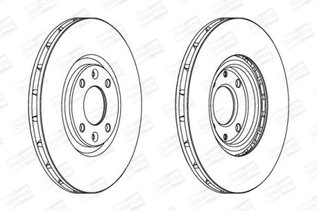 Диск тормозной передний (кратно 2) Citroen C4 I (06-), DS 5 (11-15)/Peugeot 2008 II (Ud_, Us_, Uy_, Uk_) (19-) CHAMPION 562641CH (фото 1)