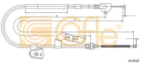 Трос ручного гальма зад. П Citroen C1/Peugeot 107/Toyota Augo 05- 1478/1235 COFLE 104510