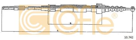 Трос гальма стоянки, лівий COFLE 10.742