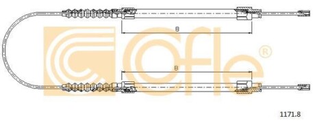 Трос, стояночная тормозная система COFLE 1171.8