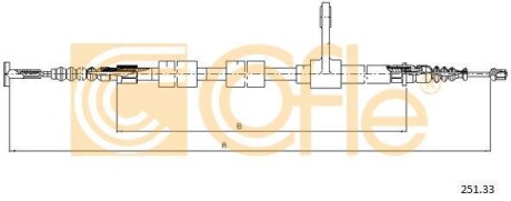 Трос, стояночная тормозная система COFLE 251.33 (фото 1)