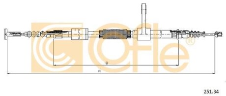 Трос, стояночная тормозная система COFLE 251.34 (фото 1)