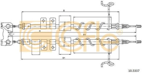 Трос ручника (задній) Ford Connect 02- (+ABS) (висока база) (дисковий гальма) COFLE 92105337