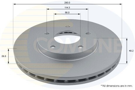 Диск гальмівний передній COMLINE ADC0260V