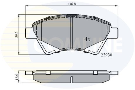 Комплект тормозных колодок, дисковый механизм COMLINE CBP01160