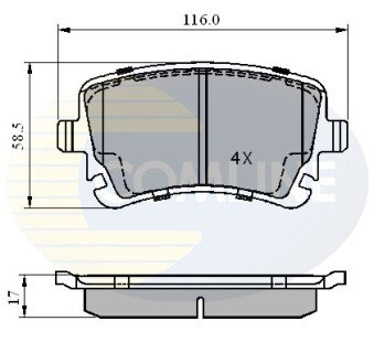 Комплект тормозных колодок, дисковый механизм COMLINE CBP01313 (фото 1)