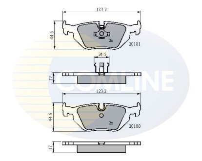 Комплект тормозных колодок, дисковый механизм COMLINE CBP0166