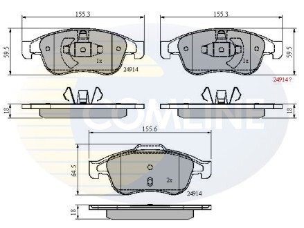 Комплект тормозных колодок, дисковый механизм COMLINE CBP01677 (фото 1)