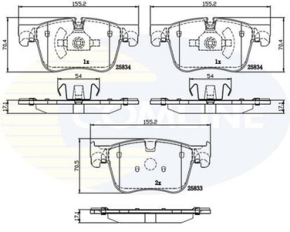 Комплект тормозных колодок, дисковый механизм COMLINE CBP02250