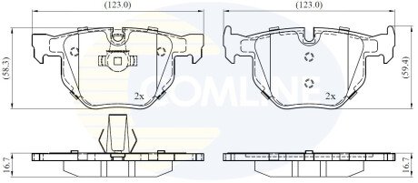 Комплект тормозных колодок, дисковый механизм COMLINE CBP06001