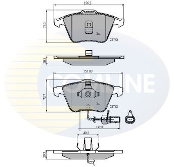 Комплект тормозных колодок, дисковый механизм COMLINE CBP11200 (фото 1)